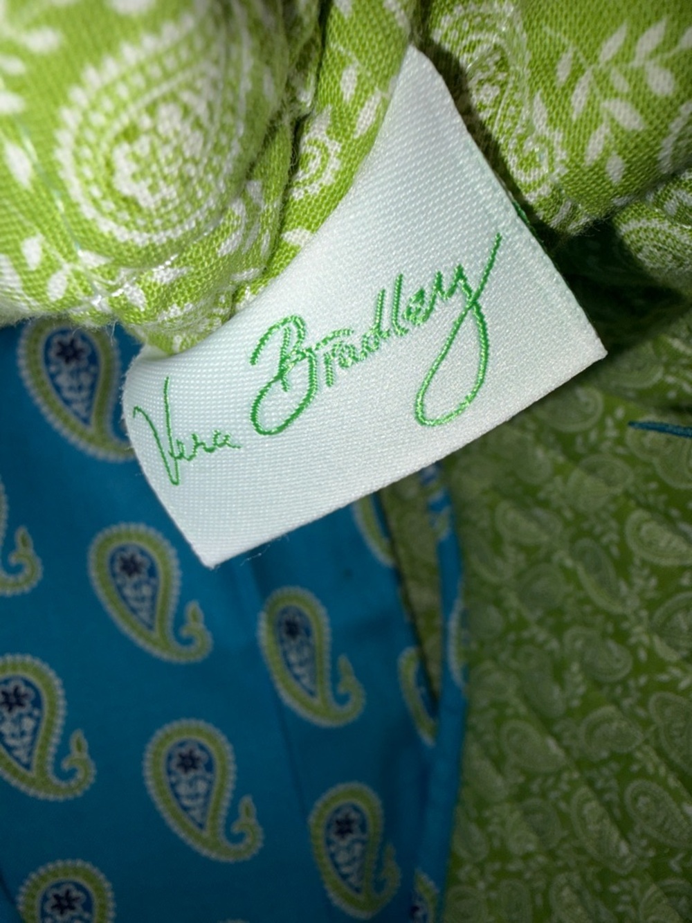 Retired Vera Bradley Bermuda Blue Quilted Tote Bag with Matching ID Holder - Picture 6 of 8